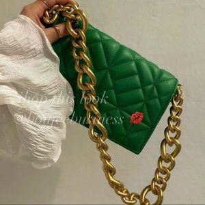ZARA Quilted Midi Shoulder Bag with Chain